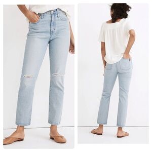 Madewell The High Rise Slim Crop Boyjean In Dumas Wash Ripped Edition SZ 28